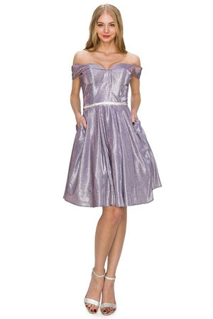 Cinderella Couture Juniors Vestido lila con hombros descubiertos para dama de honor junior XS-3XL